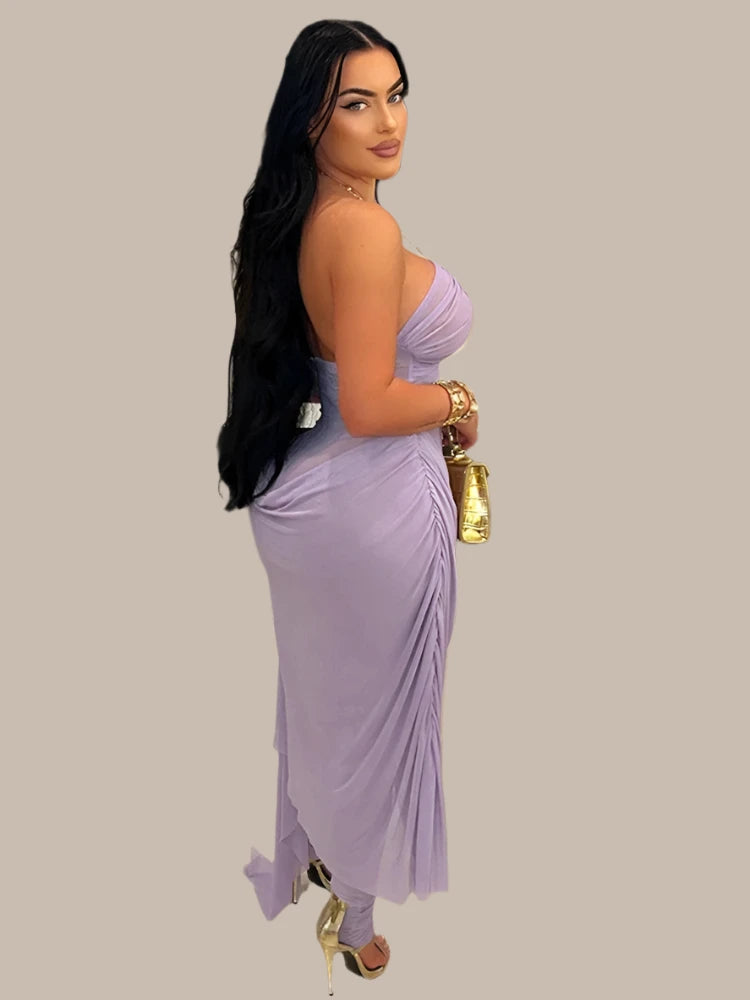 Long Dress Wrap Backless Vakasi