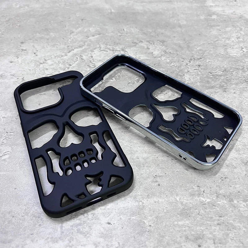 Luxury Matte Hollow Out Skull Hard Case