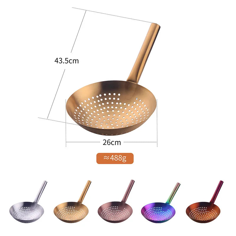 Thickened 304 Stainless Steel Colander With Long Handle Large Creative Oil Flour Noodle Dumplings Sieve Skimmer Scoop Kitchen