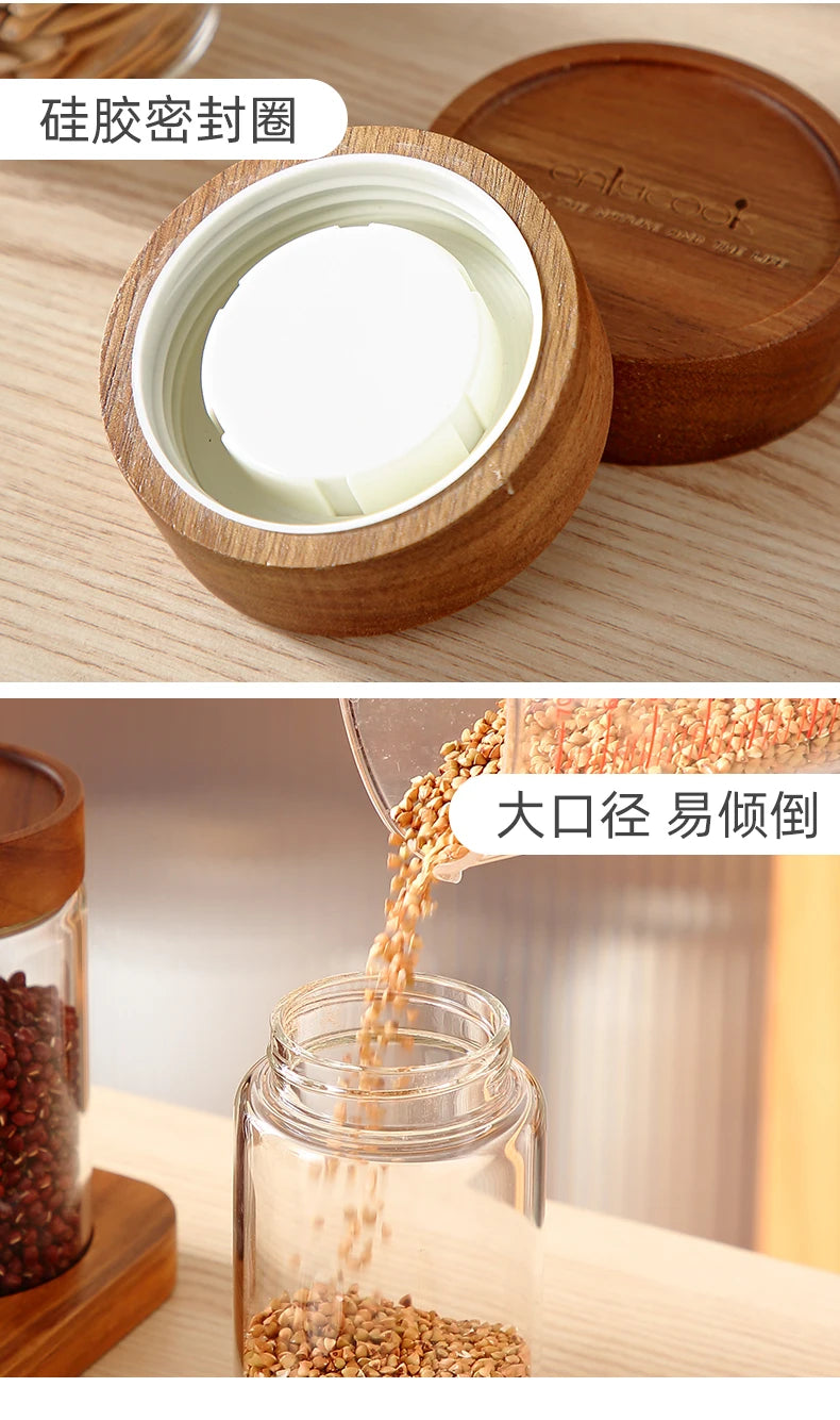 European Transparent Glass Sealed Jar Nut Grain Storage Box Tea Coffee Glass Bottle Food Storage Containers Kitchen Utensils Set