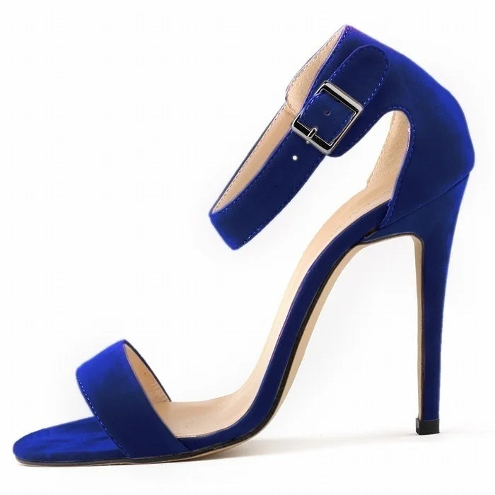 Open Toe Ankle Strap High Heels - Vakasi