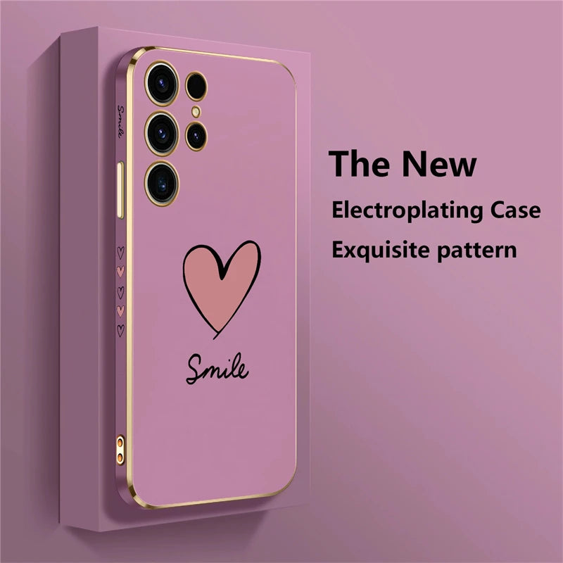 S24 Case For Samsung Galaxy S23 Ultra S22 S21 Plus S20 fe S10 a15 a25 Soft Luxury Plating Silicone Shockproof Cover Coque