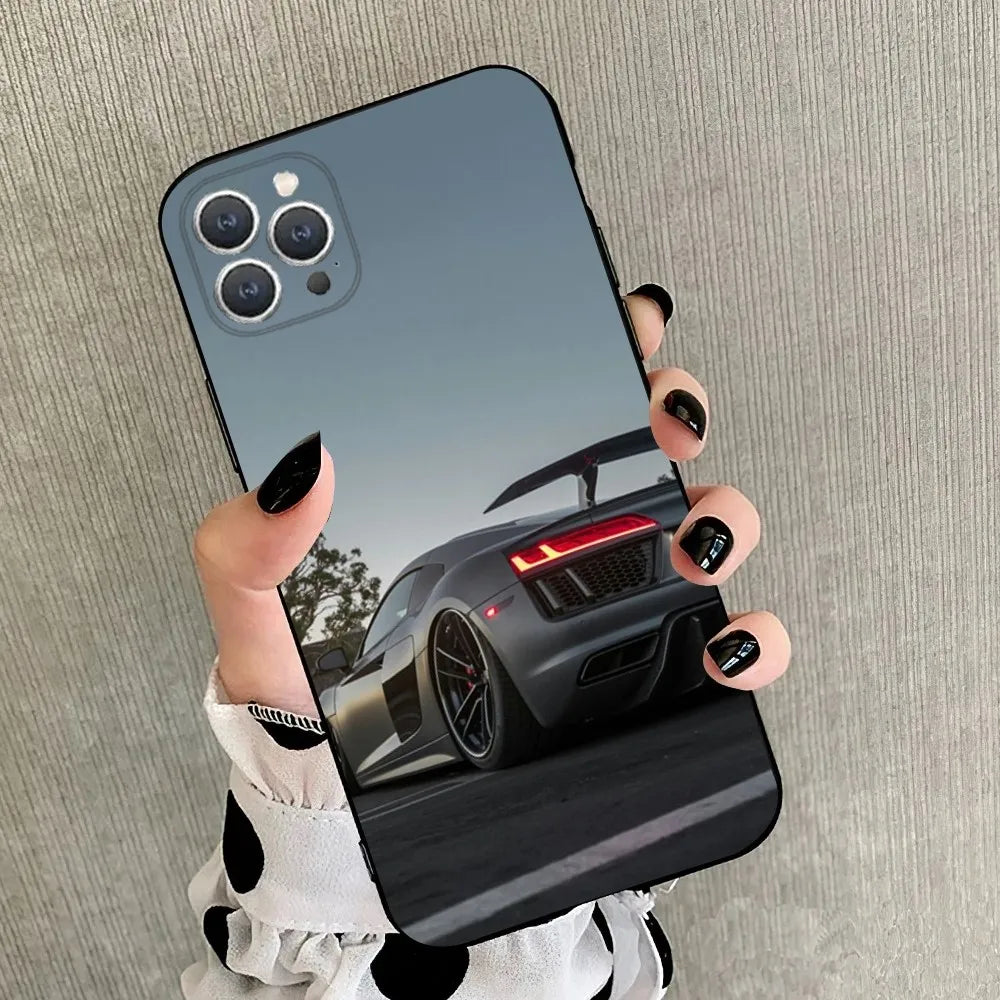 A-Audis R-S Sport Phone Case For iPhone 15,14,13,12,11,Plus,Pro Max,XS,X,XR,SE,Mini,8,7 Soft Silicone Black Cover