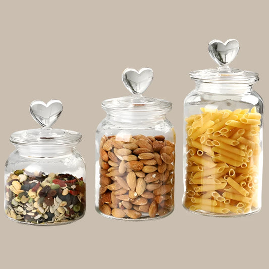 Creative Glass Sealed Jar Storage Jar Household Food Grade Glass Bottle with Lid Transparent Fruit Tank Kitchen Food Container