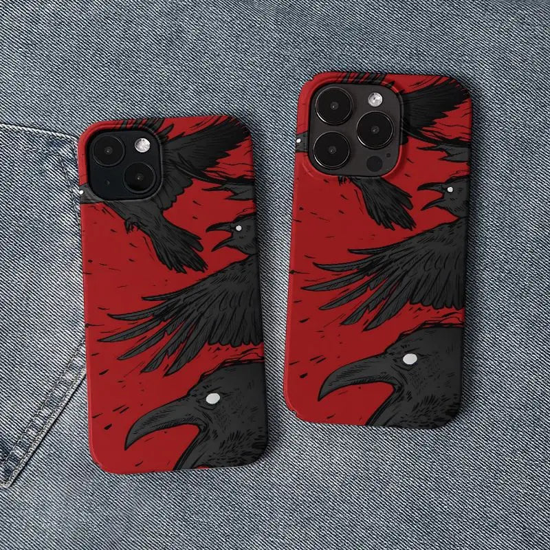 Durable Red Black Raven iPhone Case