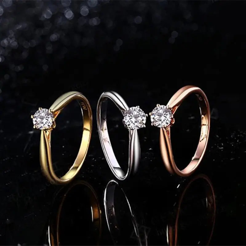 Classic Wedding Rings For Women Forever Simple Six Claws Zirconia Fashion Solitaire Engagement Marriage Gift Ring Jewelry - Vakasi