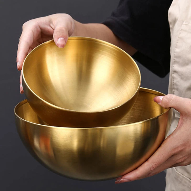 Creative Stainless Steel Ramen Bowl Korean Friut Salad Bowl Golden Soup Bowls Single Layer Home Tableware Kitchen Utensils