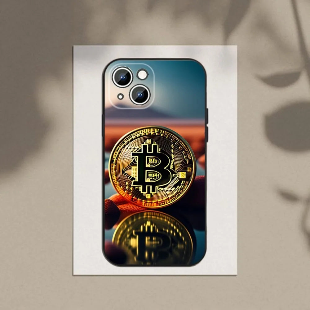 Bitcoin Phone Case Phone Case For Apple iPhone 15,14,13,12,11,XS,XR,X,8,7,Pro,Max,Plus,mini Silicone Black Cover