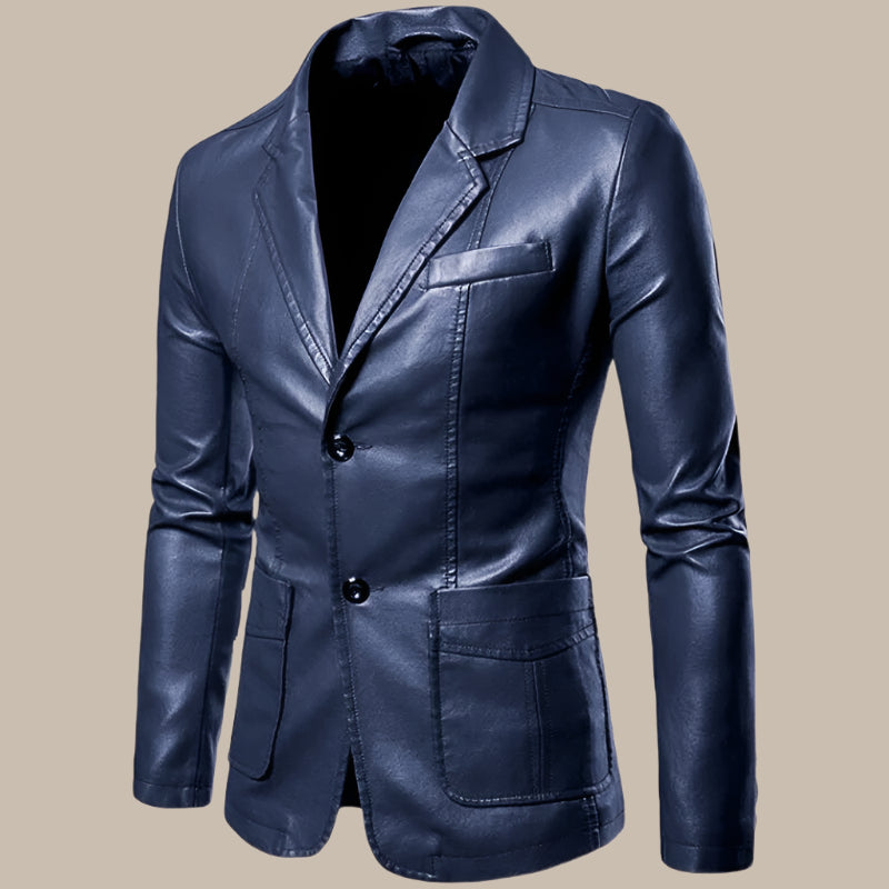 2023 Spring Autumn Fashion New Men's Lapel Leather Dress Suit Coat / Male Business Casual Pu Blazers Jacket - Vakasi