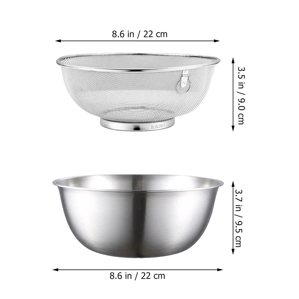 Mixing Bowls Stainless Steel Drain Basket Kitchen Basin Rice Washing Artifact Fruit FruitMesh Strainer Colander Golden Filter