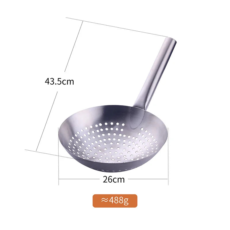 Thickened 304 Stainless Steel Colander With Long Handle Large Creative Oil Flour Noodle Dumplings Sieve Skimmer Scoop Kitchen