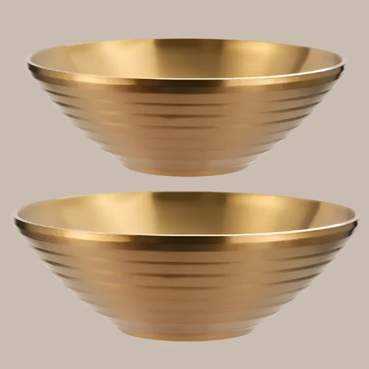 304 Stainless Steel Ramen Bowl Rice Salad Noodle Soup Bowl Golden Home Restaurant Food Serving Dish Pickled Cabbage Large Bowl