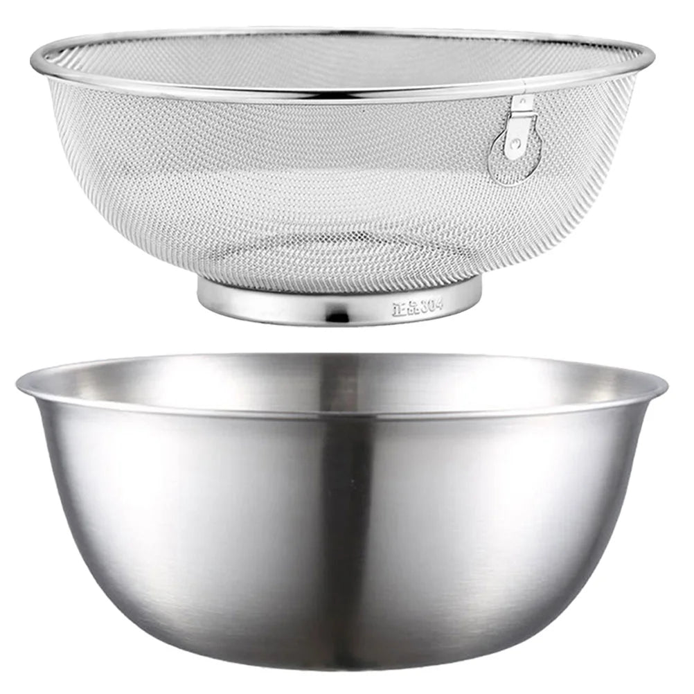 2 Pcs Stainless Steel Drain Basket Kitchen Basin Rice Washing Artifact Fruit Mesh Strainer Spaghetti Fruits Drainer Net