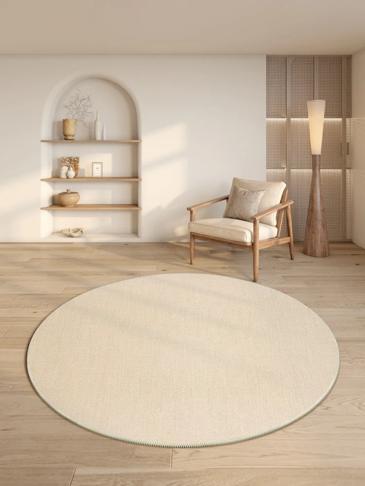 Large Area Round Beige Carpets Vakasi