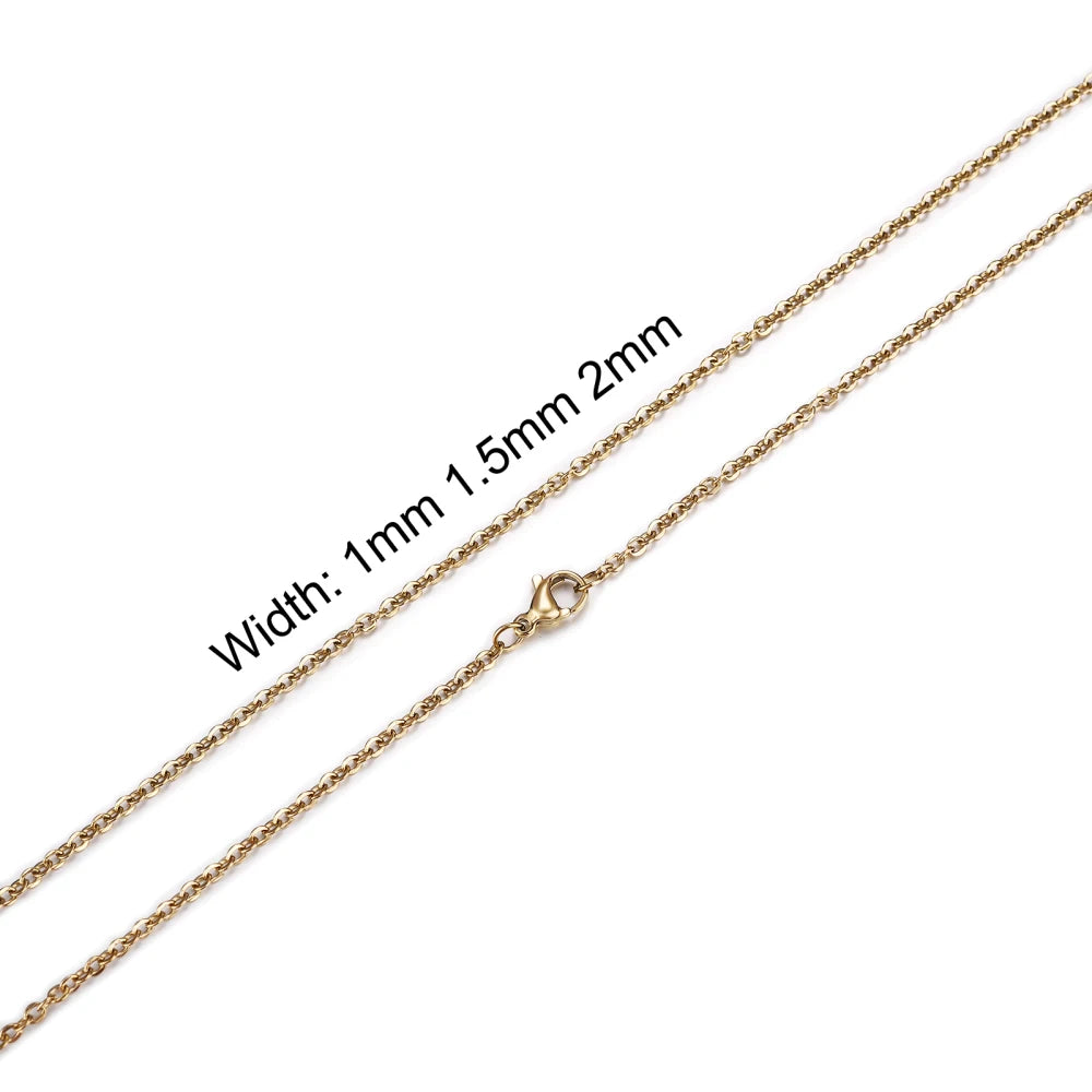 10pcs Gold Color Stainless Steel Link 45/50/55/60CM Bulk Necklace Chains Jewelry Cuban Chains Wholesale Chain Chokers DIY Crafts