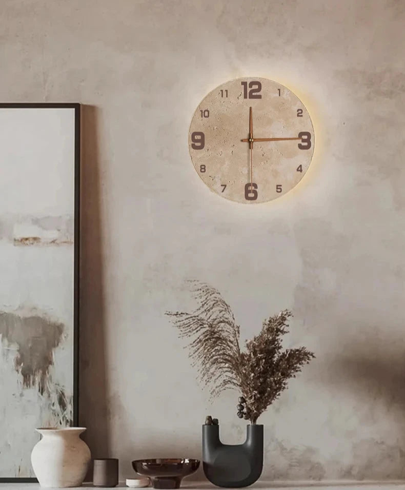 Nordic Marble Wall Clock and Lamp Vakasi