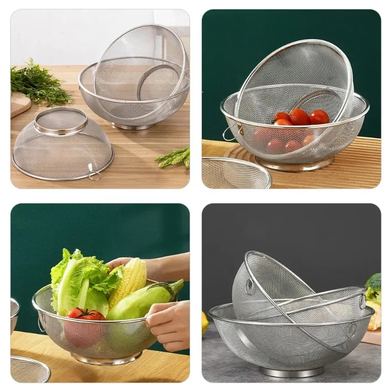 Mesh Kitchen Strainer Fine Mesh Colander Fruit Sink Colander Stainer Rice Washing Frying Basket Food Drain Basket Cooking Tools