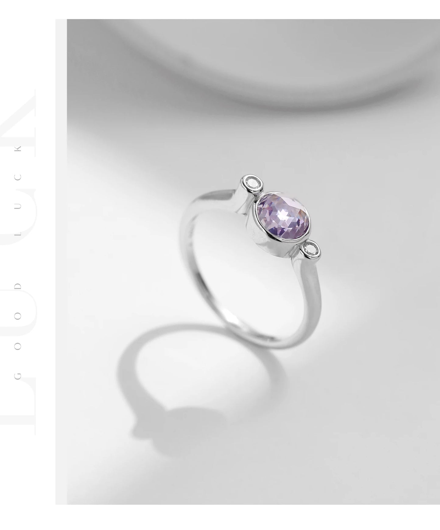 MODIAN 925 Sterling Silver Purple Rose Cut Round Zirconia Ring Asymmetry Fashion Rings For Women Fine Jewelry - Vakasi