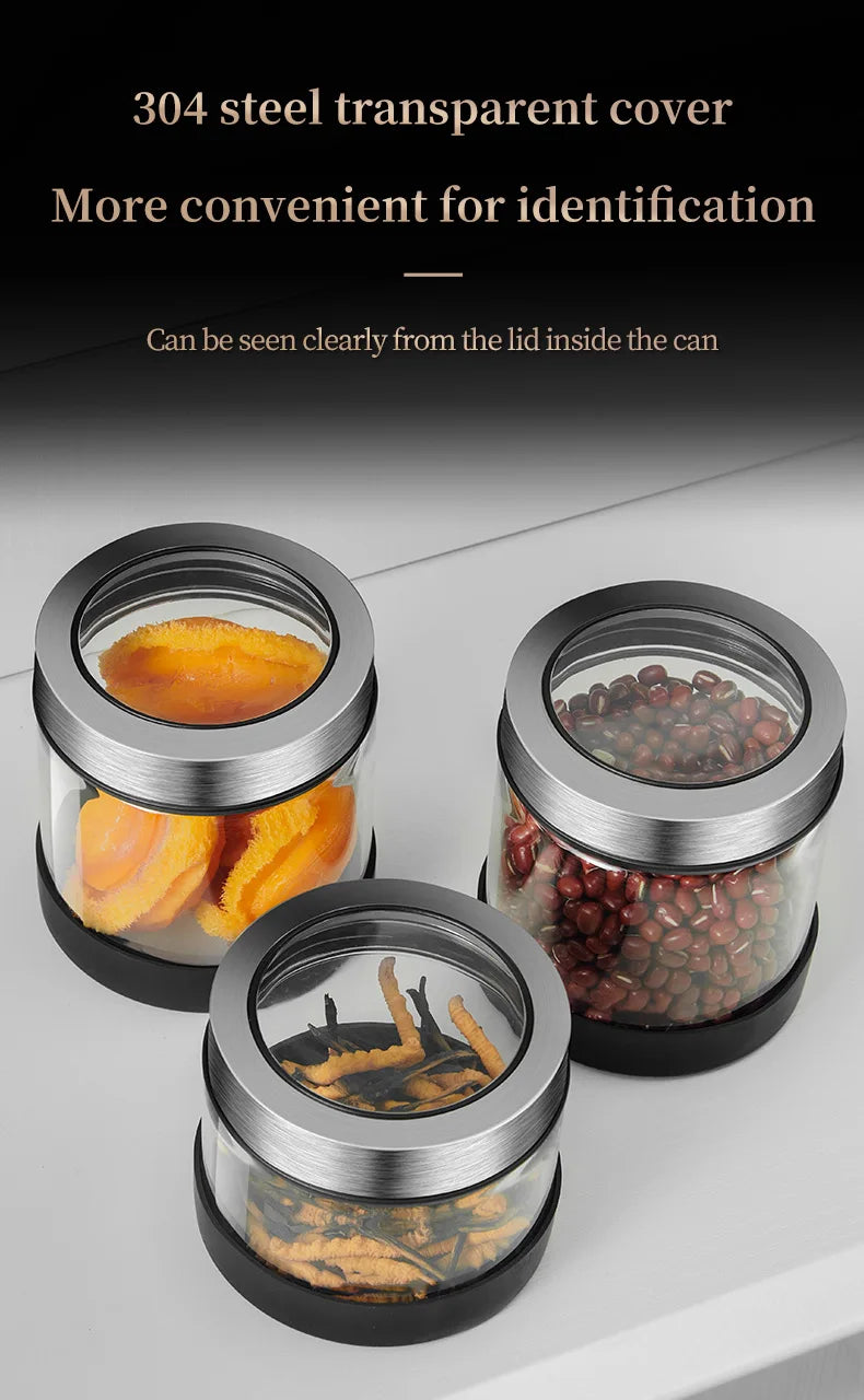 High Borosilicate Sealed Glass Bottle Kitchen Storage Jar Moisture-Proof Storage Box Household Coffee Bean Storage Jar seal pot