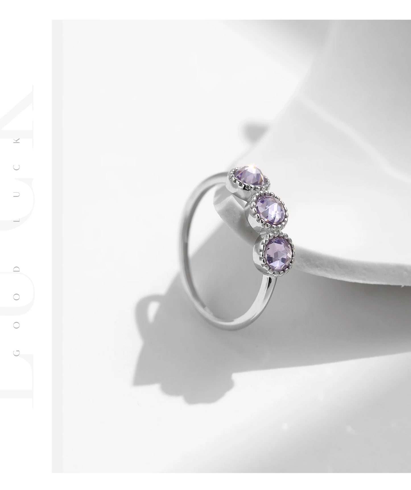 MODIAN 925 Sterling Silver Purple Rose Cut Round Zirconia Ring Asymmetry Fashion Rings For Women Fine Jewelry - Vakasi