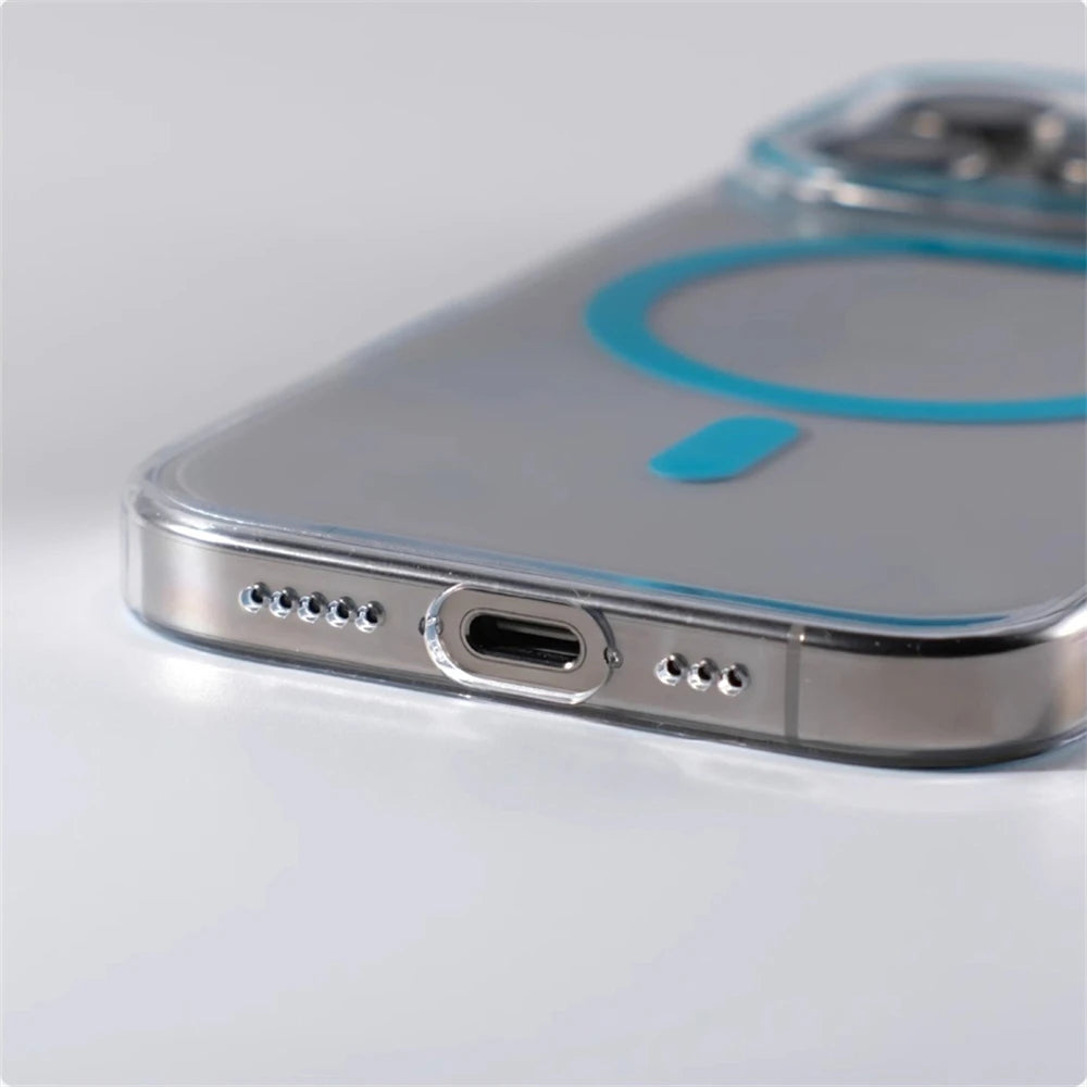 Ultra Thin Magnetic Wireless Charge Transparent HD Case For iPhone 16 15 14 Plus 13 12 Pro Max Slim Cover