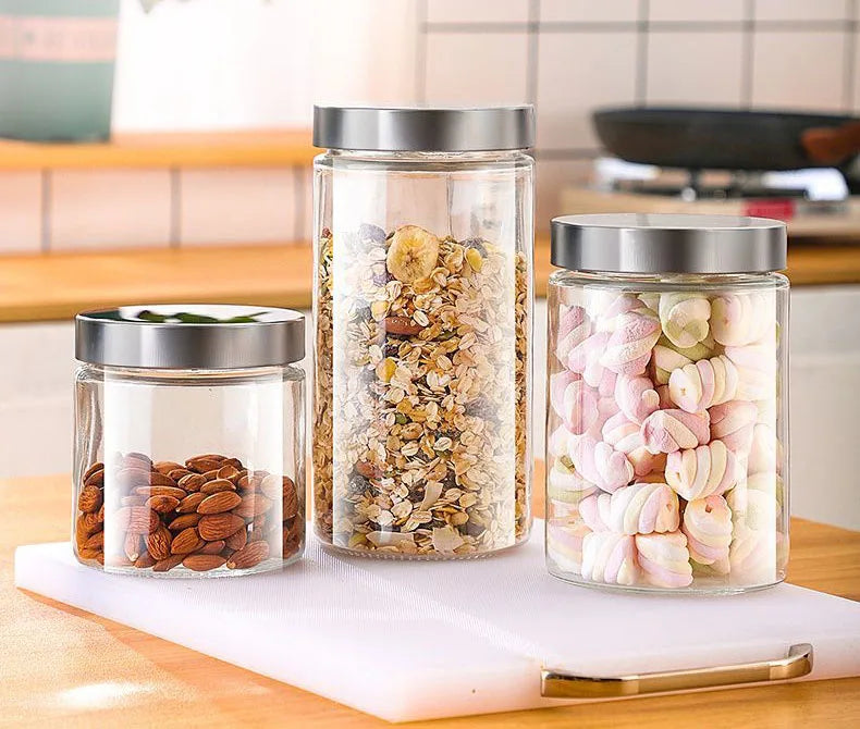 European Sealed Jar Glass Storage Bottle Milk Powder Tea Box with Lid Multigrain Storage Food Grade Bottle Grain Coffee Tank New