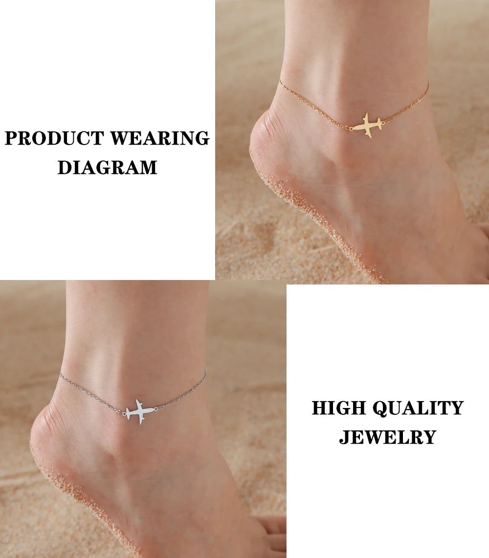 Lucktune Airplane Pendant Anklet