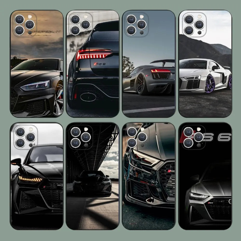 A-Audis R-S Sport Phone Case For iPhone 15,14,13,12,11,Plus,Pro Max,XS,X,XR,SE,Mini,8,7 Soft Silicone Black Cover