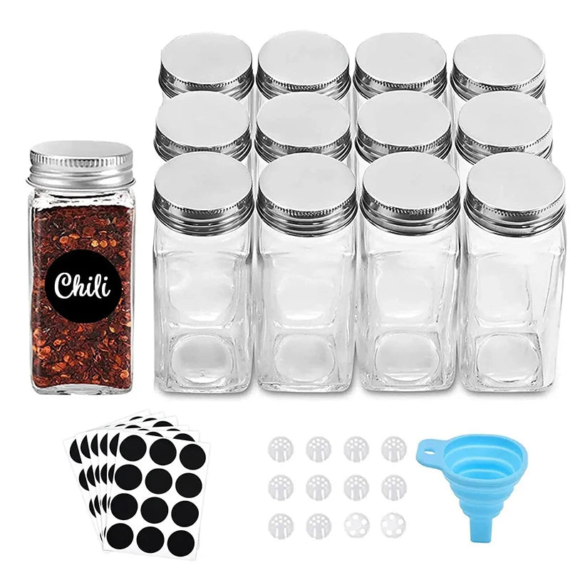 12 Units 120ml 4oz Glass Seasoning Bottle Salt and Pepper Shaker Kitchen Glass Spice Jars Glass Honey Jar