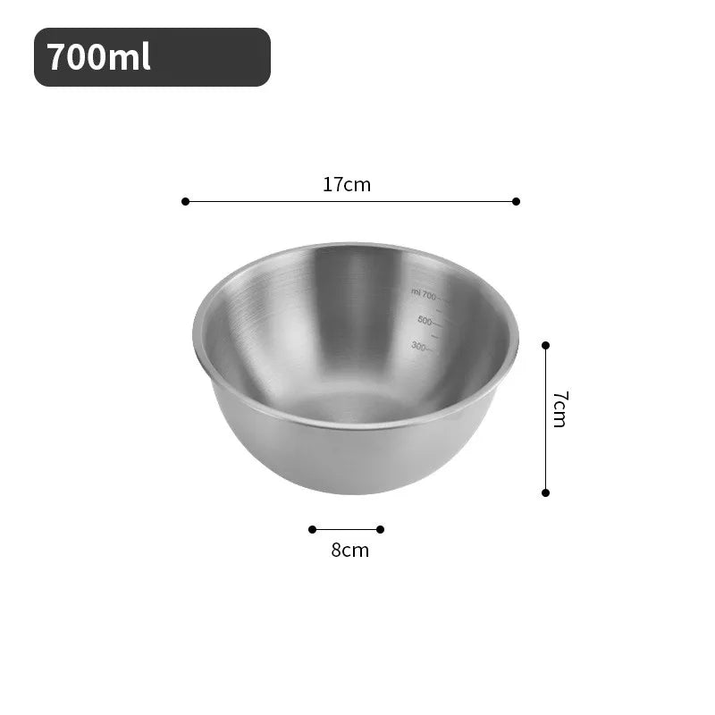 Kitchen Stainless Steel Fruit Salad Bowls with Scale Korean Style Large Capacity Soup Noodles Ramen Bowl Food Containers