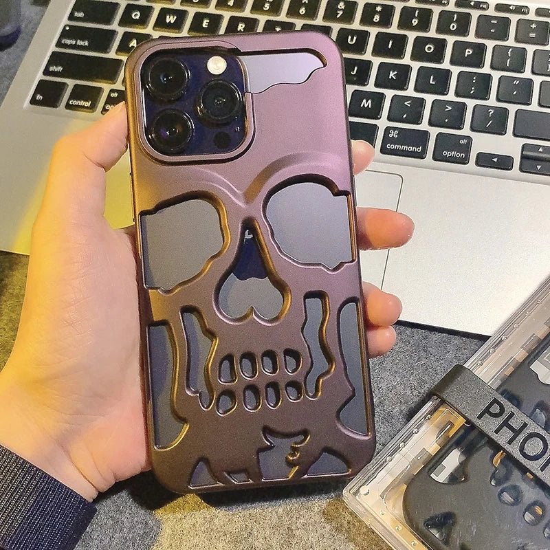 Luxury Matte Hollow Out Skull Hard Case