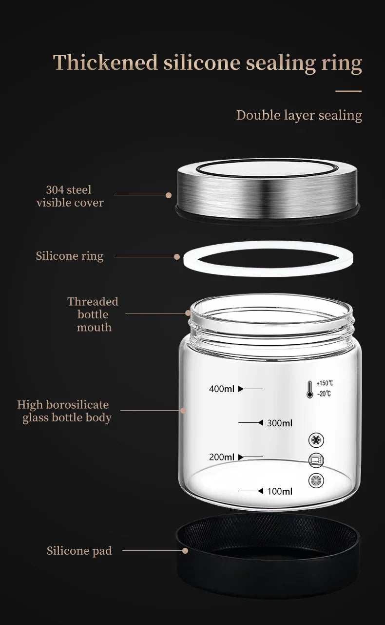 High Borosilicate Sealed Glass Bottle Kitchen Storage Jar Moisture-Proof Storage Box Household Coffee Bean Storage Jar seal pot