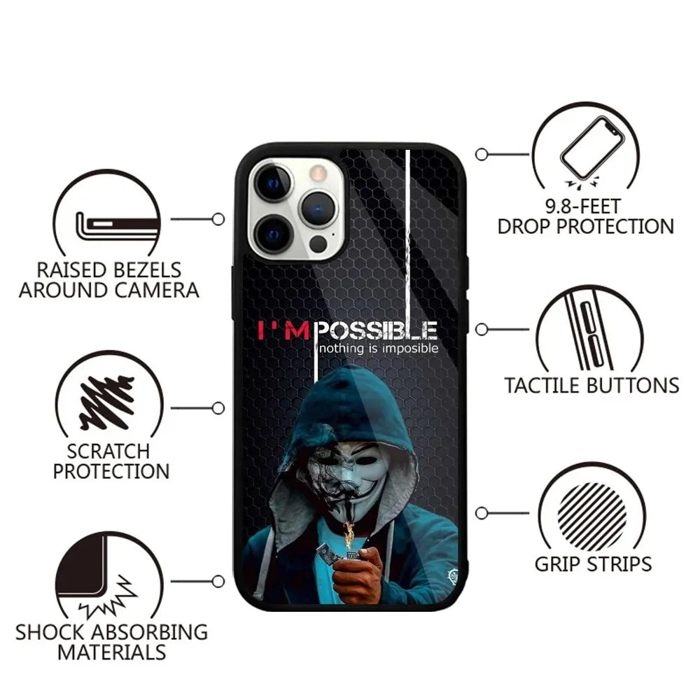 Anonymous Hacker Art Phone Case For iPhone 16,15,14,13,12,11,Plus,Pro,Max,Mini Magsafe Magnetic Wireless Charging