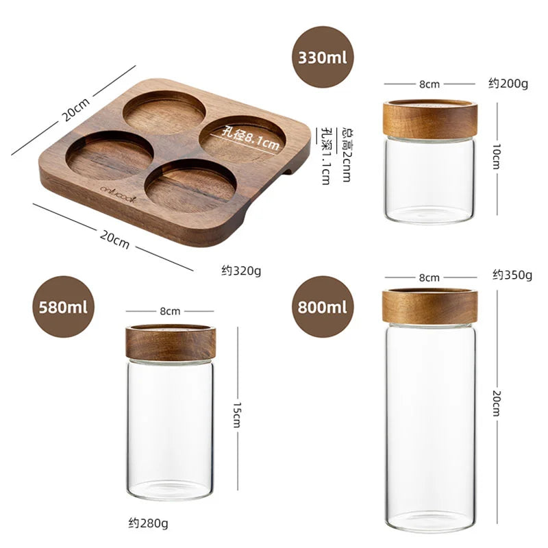 European Transparent Glass Sealed Jar Nut Grain Storage Box Tea Coffee Glass Bottle Food Storage Containers Kitchen Utensils Set