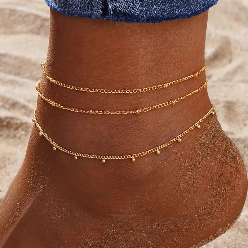 Trendy Beads Multilayer Summer Anklet