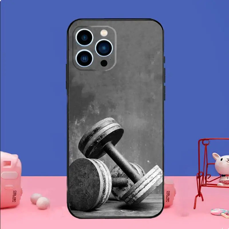 Bodybuilding Gym Fitness Phone Case For iPhone 15 14 13 12 11 Pro Max Xs Xr X 7 8 Plus 12 13 Mini Silicone Black Cover