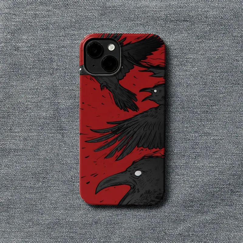 Durable Red Black Raven iPhone Case