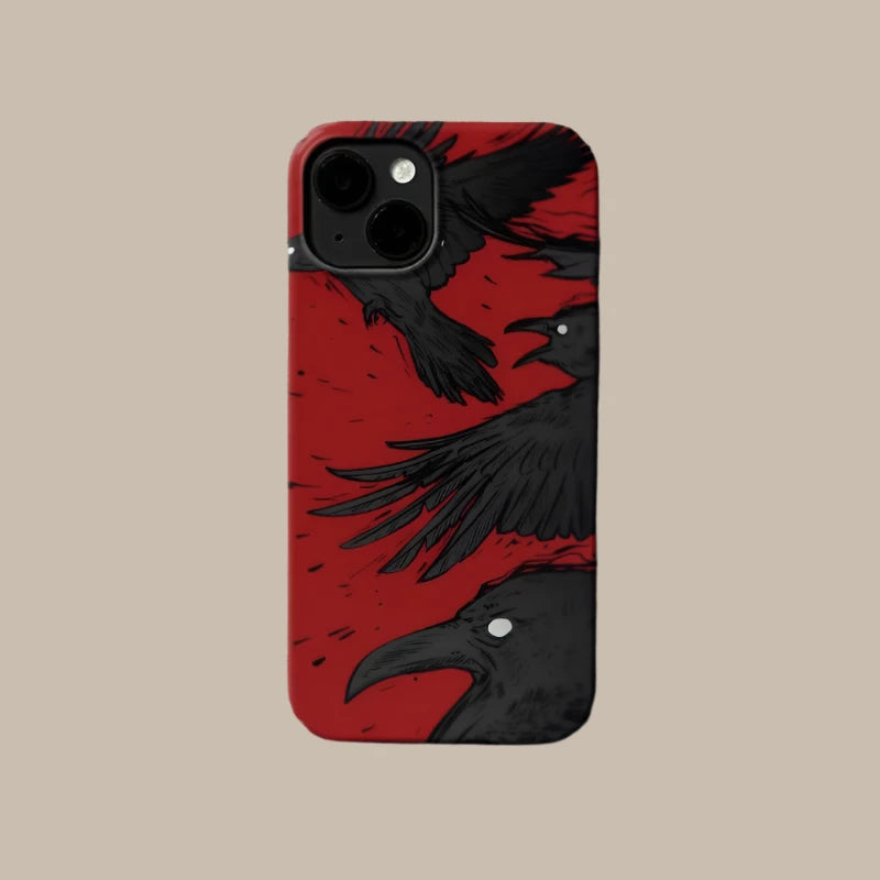 Durable Red Black Raven iPhone Case