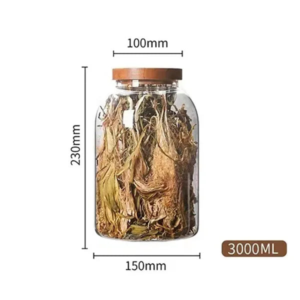 Sealed Kitchen Storage Container Mason Jars with Wood Lid Spices Glass Jar Clear Pasta Airtight Canister Food Storage Organizer