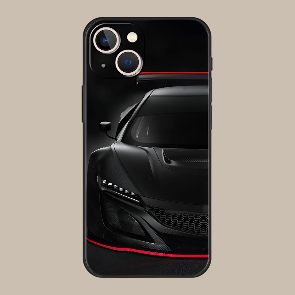 Cool Sports Black Car Phone Case Cover for iPhone 16 15 14 13 12 Pro Max XR XS 11 7 8 Plus Shockproof Silicone Soft Shell Capas