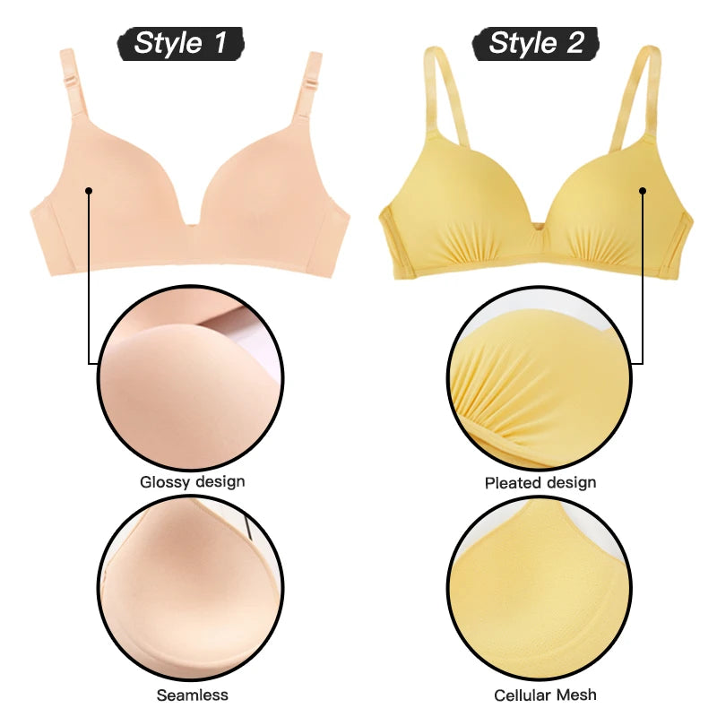 Seamless Bras for Women Push Up Bras No Wire Brassiere A B Cup Underwear Sexy Bralette Three Quarters(3/4 Cup)  Lingerie - Vakasi