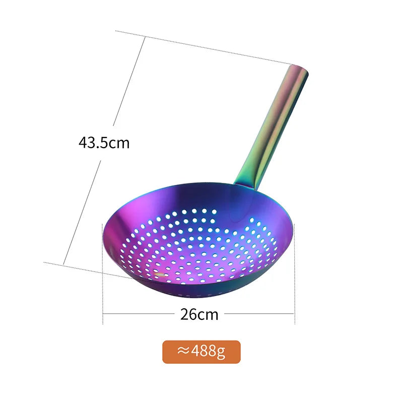 Thickened 304 Stainless Steel Colander With Long Handle Large Creative Oil Flour Noodle Dumplings Sieve Skimmer Scoop Kitchen