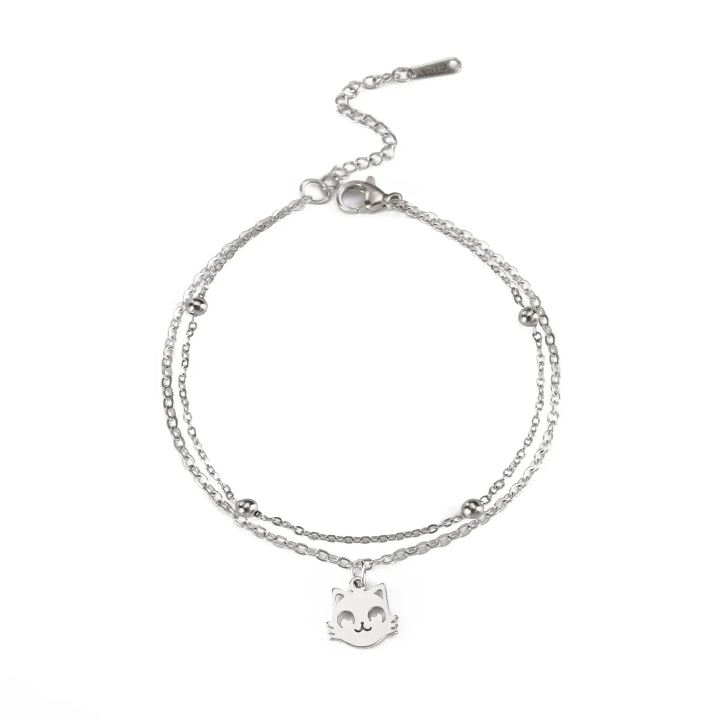 Double Layer Beads Chain Anklet