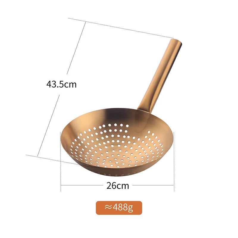 Thickened 304 Stainless Steel Colander With Long Handle Large Creative Oil Flour Noodle Dumplings Sieve Skimmer Scoop Kitchen