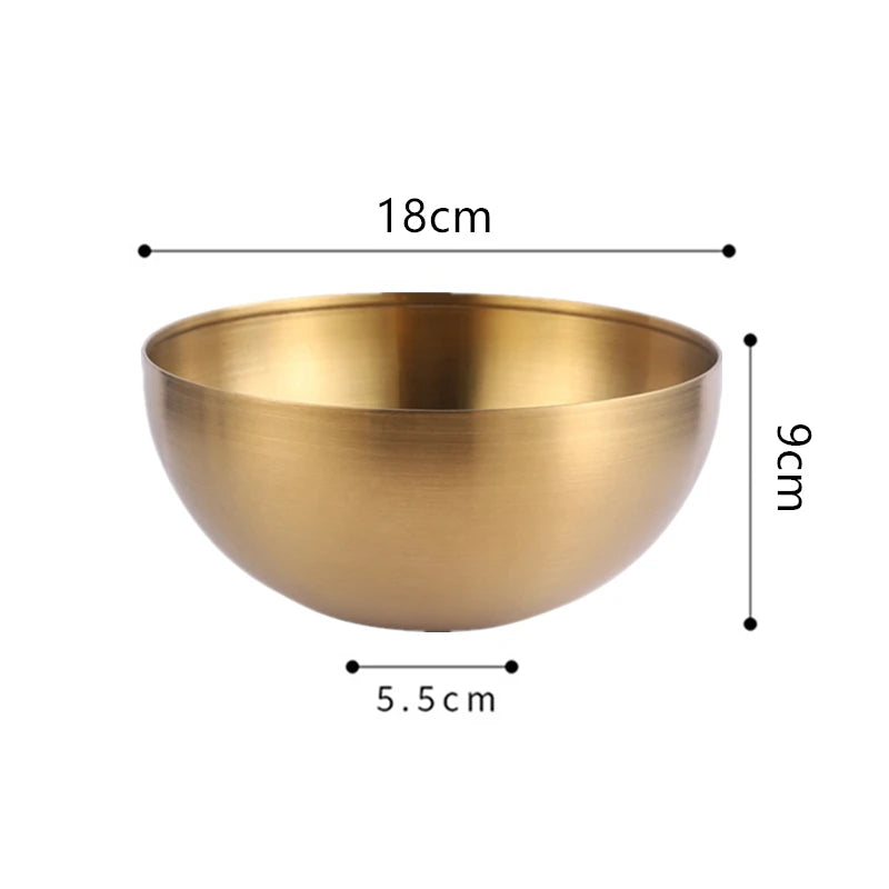 Creative Stainless Steel Ramen Bowl Korean Friut Salad Bowl Golden Soup Bowls Single Layer Home Tableware Kitchen Utensils