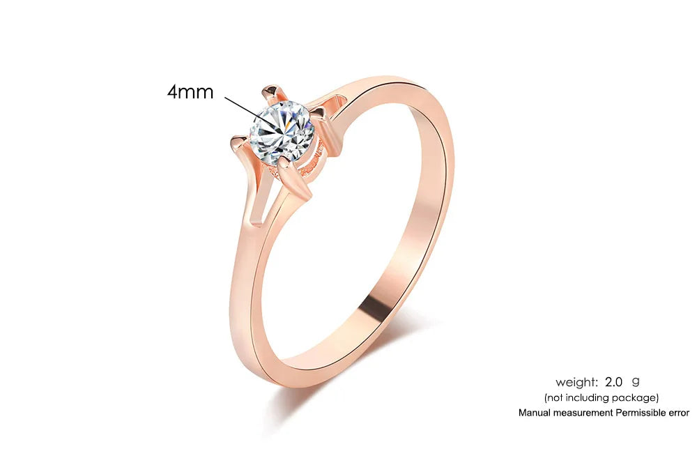 Classic Wedding Rings For Women Forever Simple Six Claws Zirconia Fashion Solitaire Engagement Marriage Gift Ring Jewelry - Vakasi