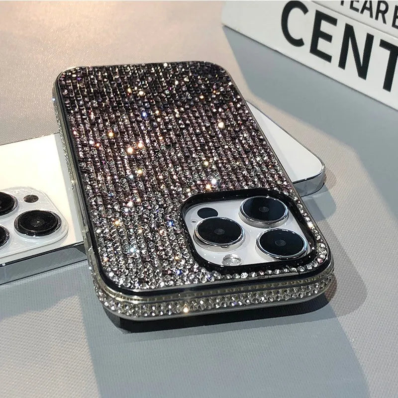 16 15Pro Max Luxury Case Full Shinny Diamond Bumper Frame Cover for iPhone 16 Plus 11 12 13 14 15 Pro Max X Xs Xr 7 8 Plus Cases