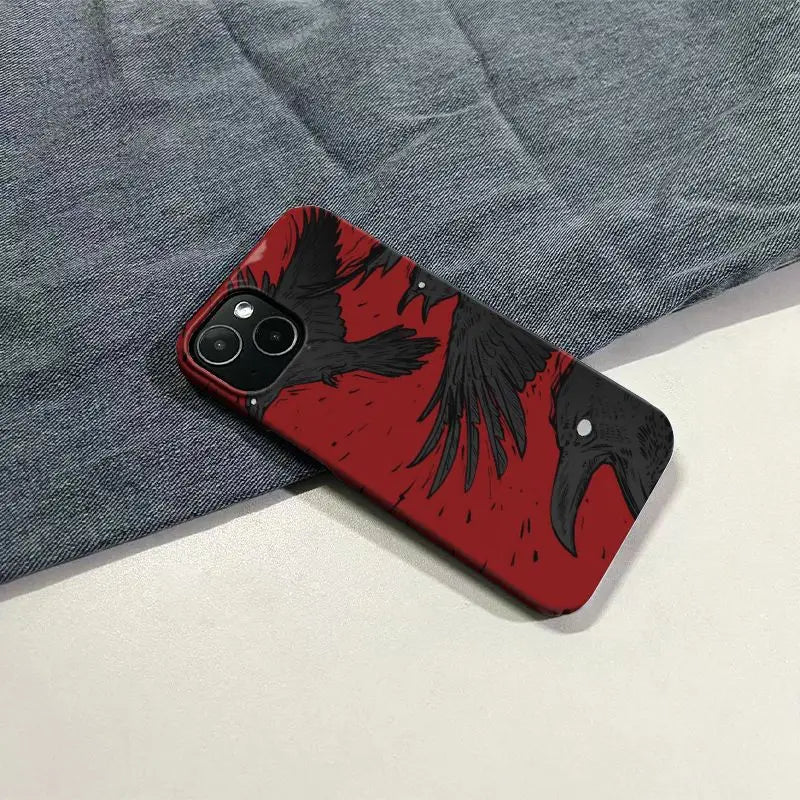 Durable Red Black Raven iPhone Case