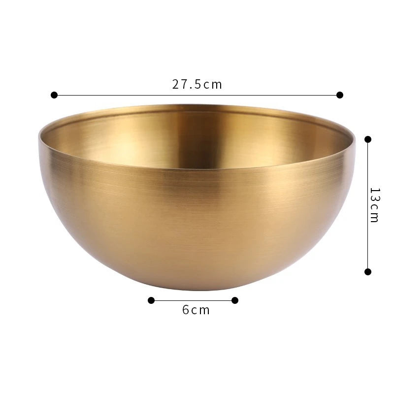 Creative Stainless Steel Ramen Bowl Korean Friut Salad Bowl Golden Soup Bowls Single Layer Home Tableware Kitchen Utensils