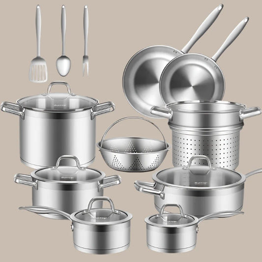 17PC Stainless Steel Pots and Pans Set Vakasi